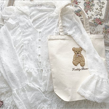 【ネーム入り】もこもこ全身テディベアトート♡  【Mサイズ】