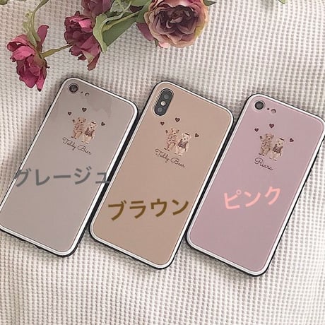 【ネーム入り】LoveLove  Bear♡【強化ガラスケース】K05