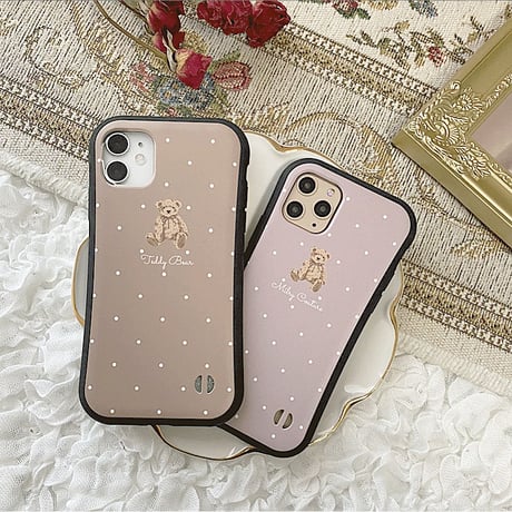 【ネーム入り】Dot Mini Bear ♡【耐衝撃グリップケース】P01