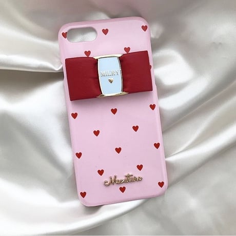 【リボン付き】Pink×RedHeart♥【ハードケース】