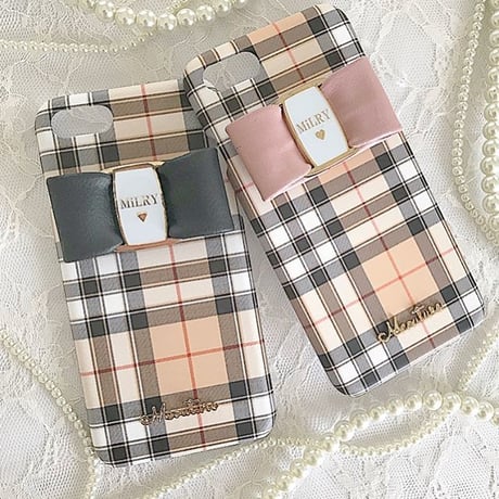 【リボン付き】Tartan Check♡タータンチェック♥【マットハードケース】