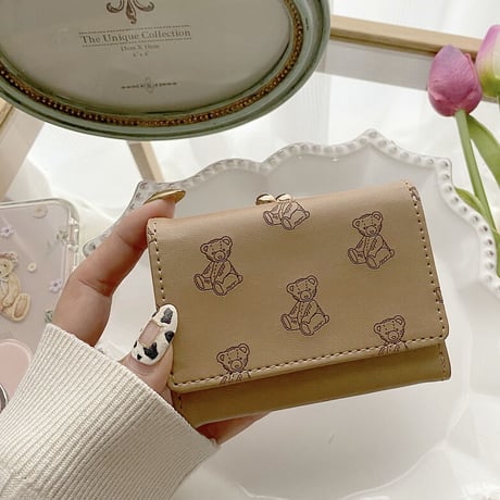 Teddy Bear 型押し Mini Wallet♡ミニ財布【即納】