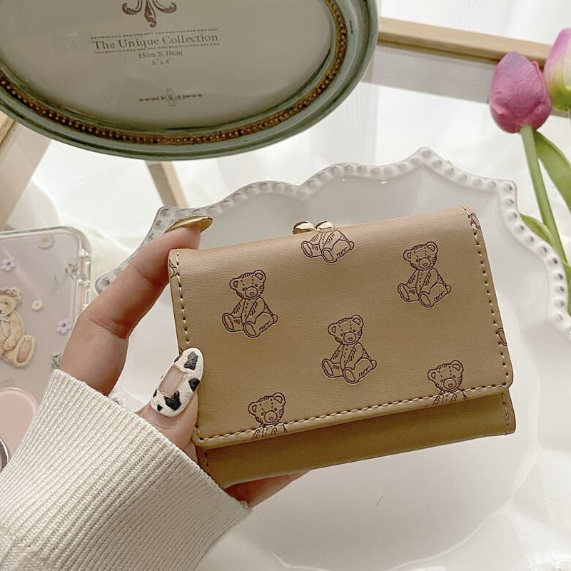 Teddy Bear 型押し Mini Wallet♡ミニ財布【即納】 | MiLRY Cou
