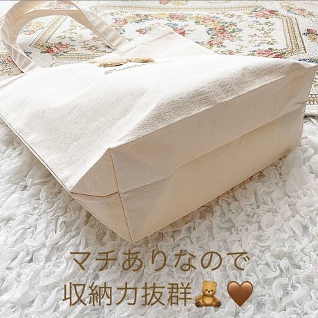 【ネーム入り】もこもこFaceテディベアトート♡  【Mサイズ】