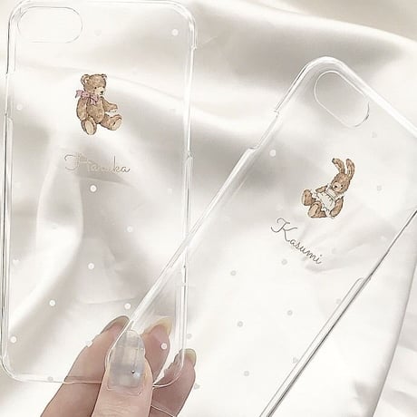 【ネーム入り】 Bear Rabbit Friends♡【クリアハードケース】H10