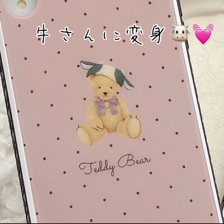 【ネーム入り】CowHat Bear♡【強化ガラスケース】K25