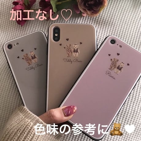 【ネーム入り】LoveLove  Bear♡【強化ガラスケース】K05