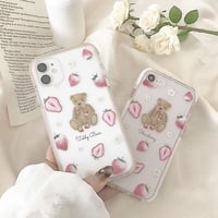 【ネーム入り】Big Strawberry Bear♡【耐衝撃クリアケース】B34