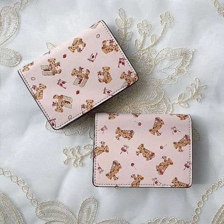 即納【ネーム入り】Ribbon Fruit Bear♡カードケース♡名刺入れ 定期入れ