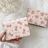 即納【ネーム入り】Ribbon Fruit Bear♡カードケース♡名刺入れ 定期入れ