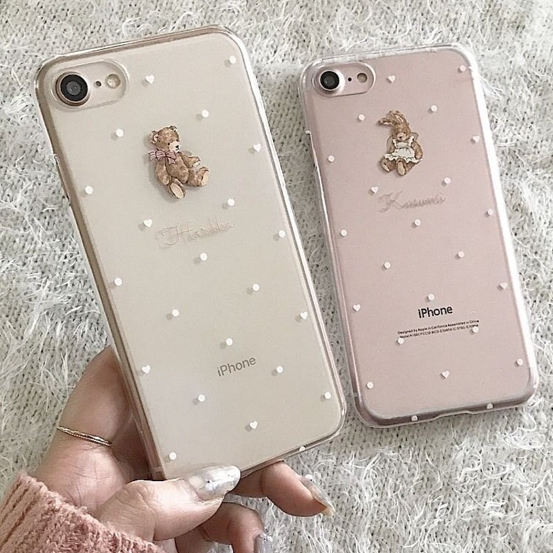 ネーム入り】 Bear Rabbit Friends♡【クリアハードケース】H10 | Mi