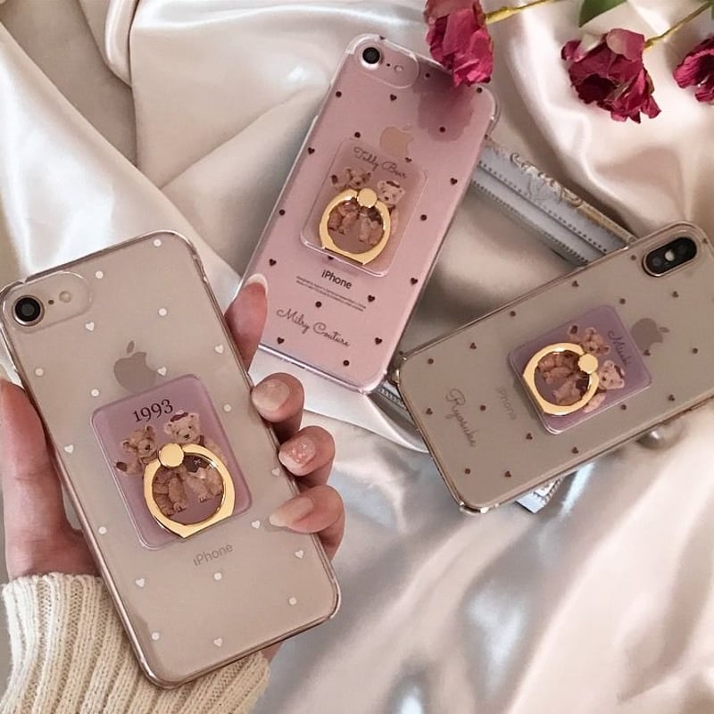 グリップにイニシャル入り☆PINKハートが可愛いスマホケース クリスタルピンクジュエルハートスマホケース – Belchic