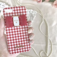 【リボン付き】レッド♡ ギンガムチェック♥【ハードケース】