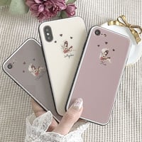 【ネーム入り】Girl＆ TeddyBear♡【強化ガラスケース】K04