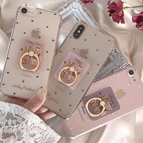 【ネーム入り】ベアカップル♡スマホリング♥