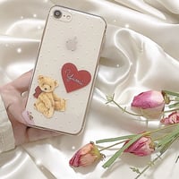 【ネーム入り】Dot Teddy bear♡ドットテディベア【クリアハードケース】H06