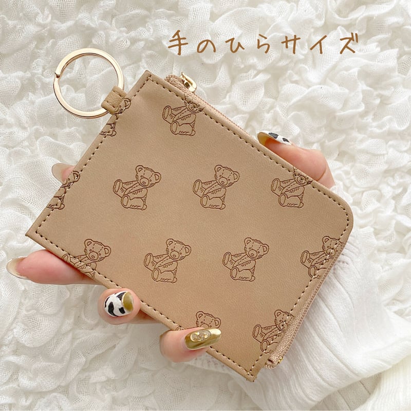 Teddy Bear 型押し Fragment Case♡フラグメントケース 財布【即納】 |