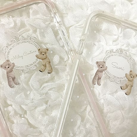 【ネーム入り】Frame Bear♡【耐衝撃クリアケース】B06
