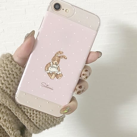 【ネーム入り】 Fancy Bear Rabbit♡【クリアハードケース】H08