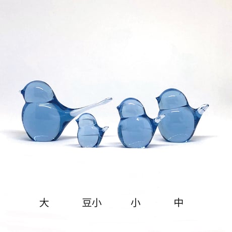 幸せの蒼いとりさん 蒼 中（専用ボックス付） / Rie Glass Garden
