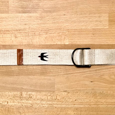 ダブルリング リネンベルト つばめ刺繍 38mm  [ユニセックス]