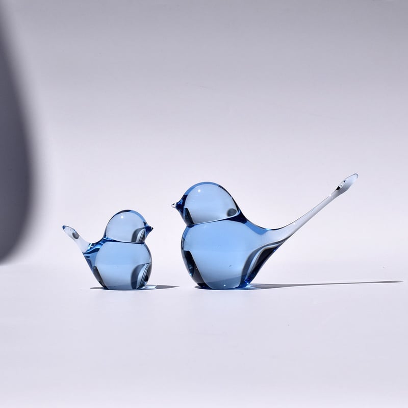 【ギフ_包装】 幸せの蒼いとりさん 小(専用ボックス付) Garden Glass Rie / 置物