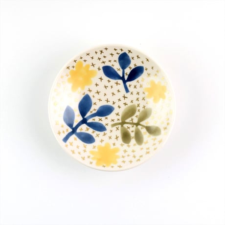 小皿 黄色の花と葉っぱ / Craft Studio Karakusa 飯野夏実