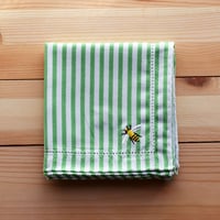 コットン ハンカチ ストライプ ミツバチ刺繍