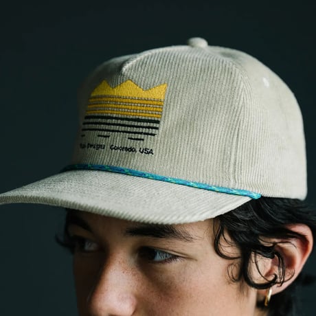 TOPO DESIGNS CORDUROY TRUCKER HAT - STRATA MAP Tan