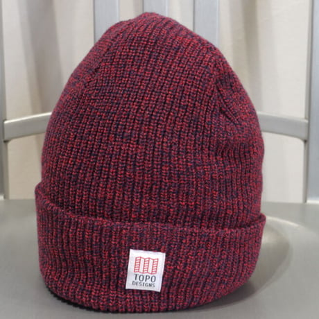 TOPO DESIGNS WATCH CAP Red/Navy Marl