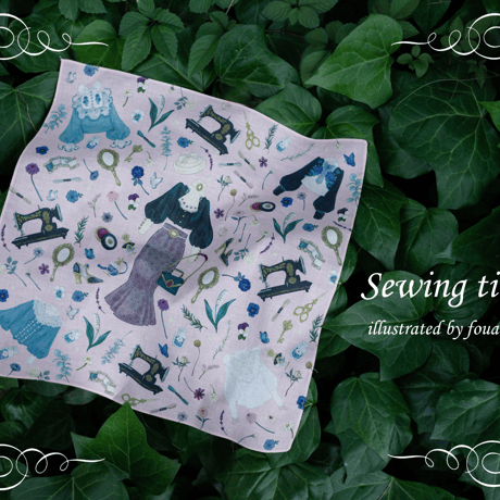handkerchief「tea time」「sewing time」（fouatons）