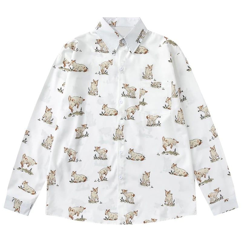 ヤギ柄] 長袖シャツ | #見た目の良いお店