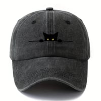 [のぞき黒猫柄]　キャップ