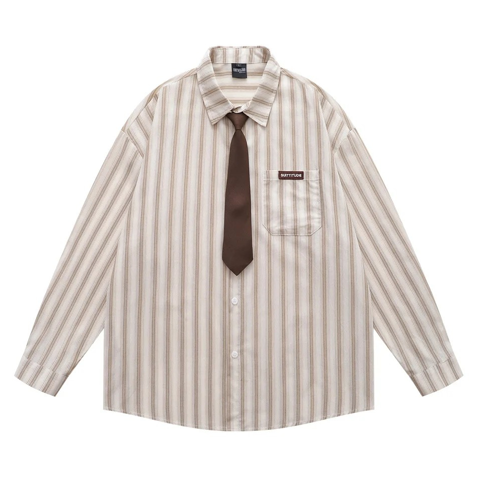 【レトロ古着◎一点物】ネクタイシャツ 民芸品 太ストライプシャツ 日本製 古着 60s Penneys Towncraft 「Penn-Prest」 マルチ ストライプ