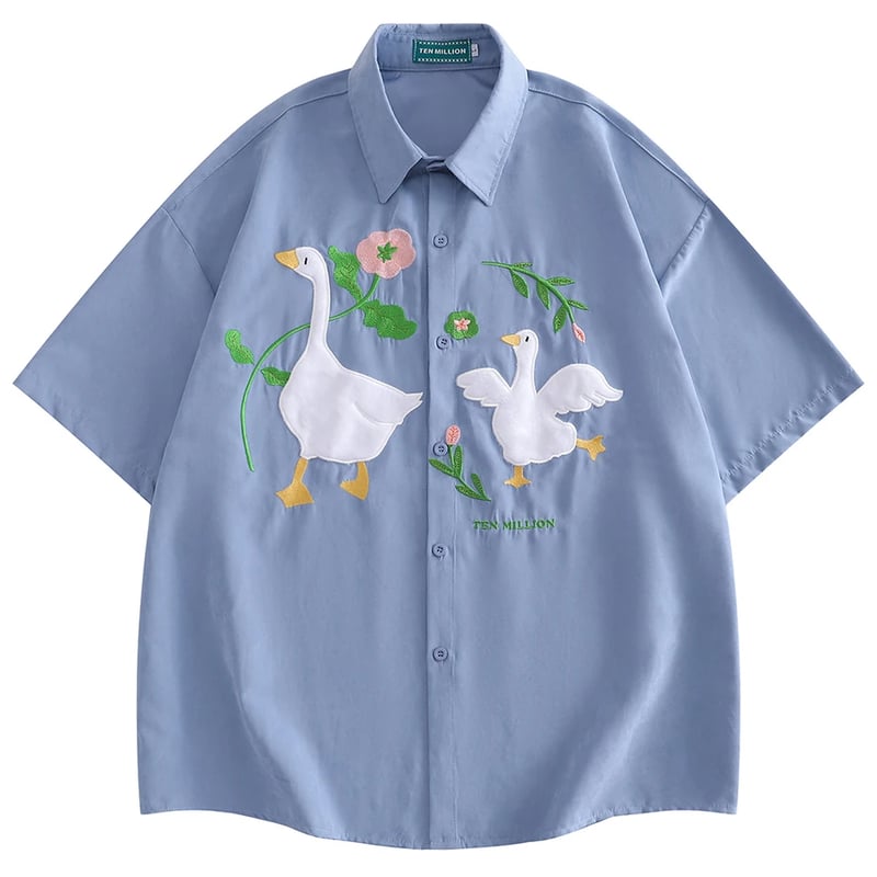 mini pechonem 蝶刺繍 半袖シャツ mini pechonem 蝶刺繍 半袖シャツ