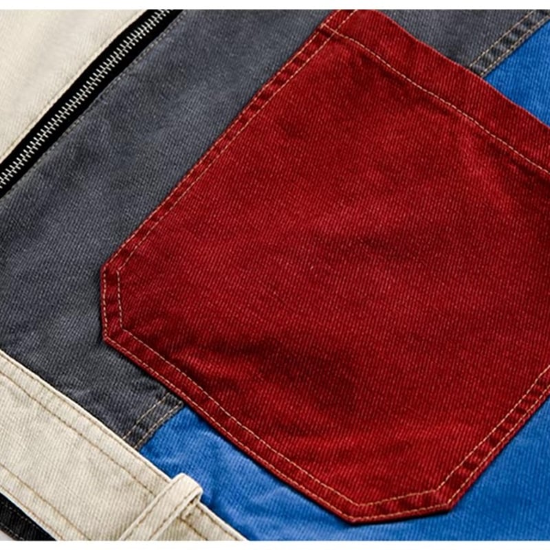 u39etsinta デニムパッチワークジャケット u39etsinta デニムパッチワークジャケット retro printed patch