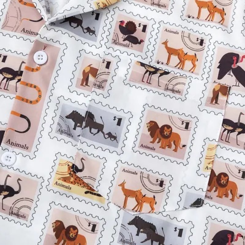 切手 柄] 半袖シャツ | #見た目の良いお店