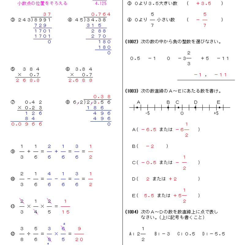 中1数学の基本問題集プリント（問題と解答セット） | 超わかる中学