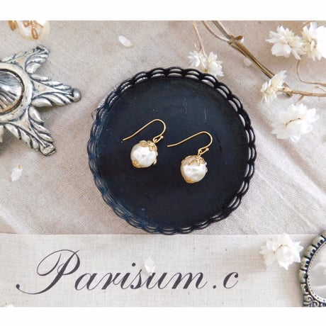 une perle/ユヌ ペルル(一粒パール)ピアス