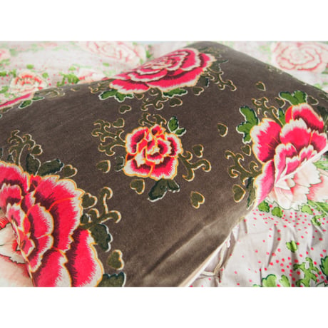 bagaille バガイユ クッションカバー velour Pivoine d.grey 45x50  中材付
