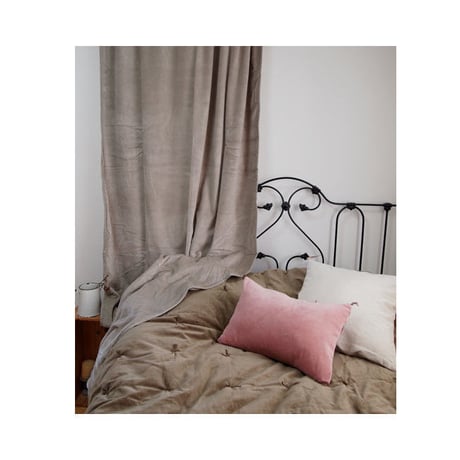 en fil d'Indienne カーテン Velour Velour Beige 130x280
