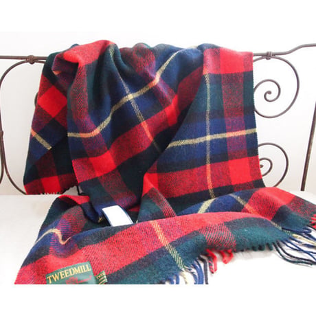 Tweedmill ツイードミル Traditional tartan throw 70x183 red