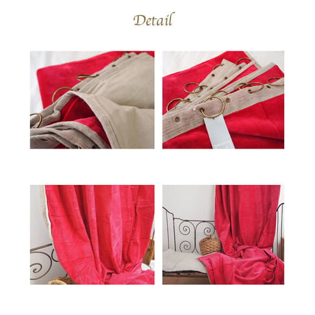 en fil d'Indienne カーテン Velour Rose 130x280