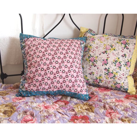 【ネコポス対応可】en fil d'Indienne クッションカバー Patchy Pink 45x45 【中材なし】