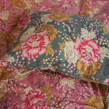 en fil d'Indienne クッションカバー Bloom  green 25x35【中材あり】