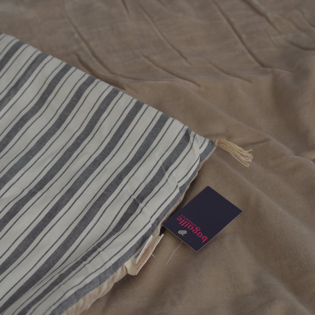 bagaille バガイユ キルト 無地xストライプ gray 100x190 | ALCHE