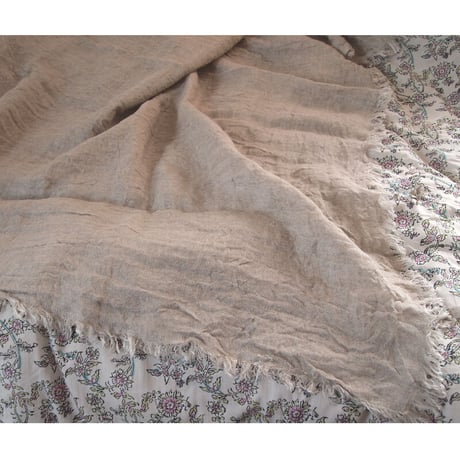 en fil d'Indienne マルチキルトカバー Linen natural 130x250