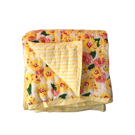 Le petit Lucas プチルカ baby quilt 105x140 yellow flower