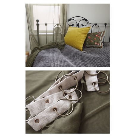 en fil d'Indienne オンフィルダンディエンヌ カーテン Tulle curtain Khaki 120x300