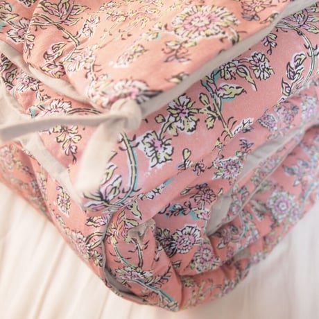 en fil d'Indienne マルチキルトカバーAnna Couleurs 140x240  rose